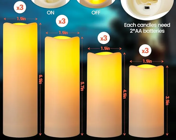Candle LED Pack 12 Diferentes medidas