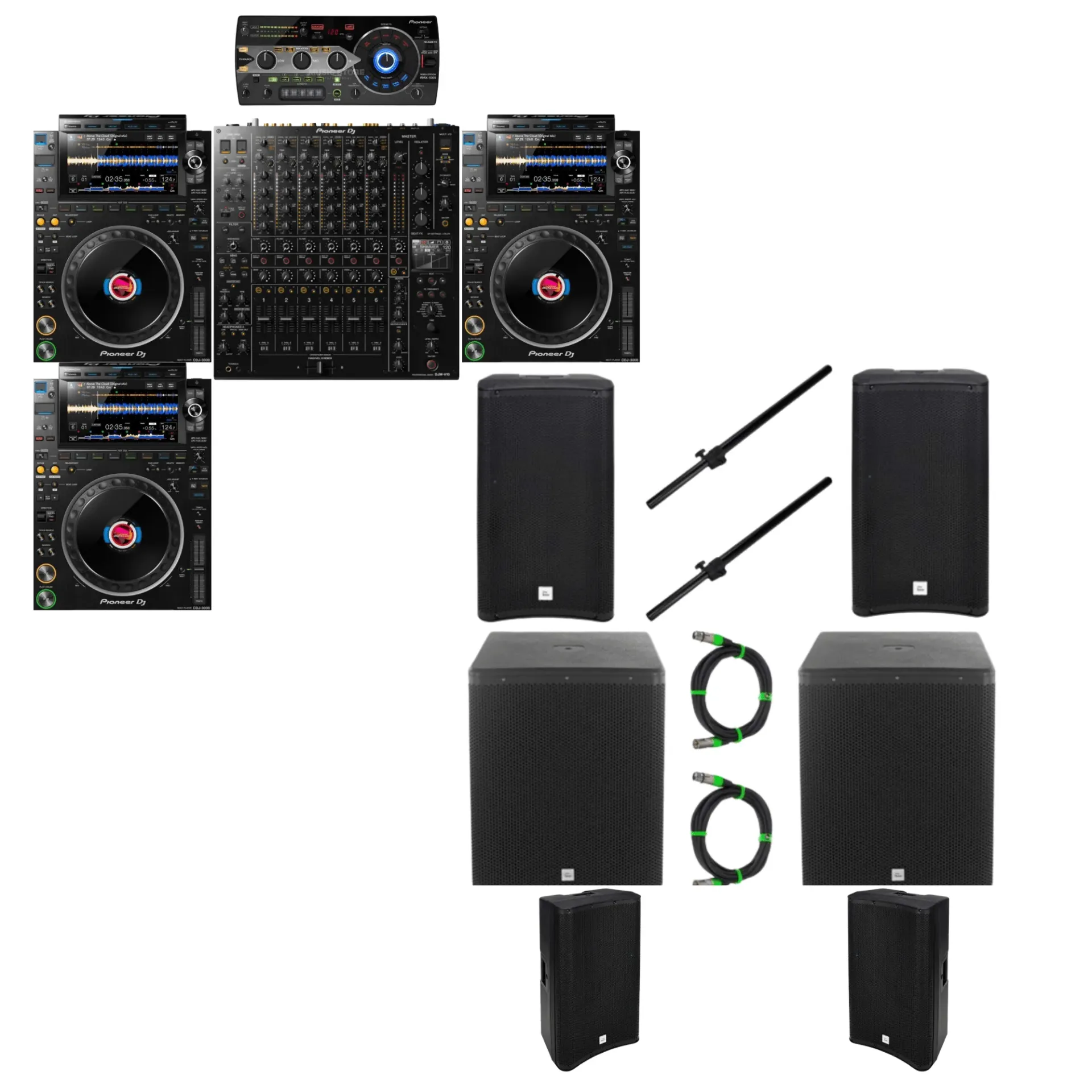 PACK COMPLETO 1 -  V10 + 3X CDJ3000 + RMX1000 + DJBOOT 200X100 + The box pro pack - 2x The box pro DSP 115 + 2x The box pro DSP 112 + 2x The box pro DSP 18 Sub