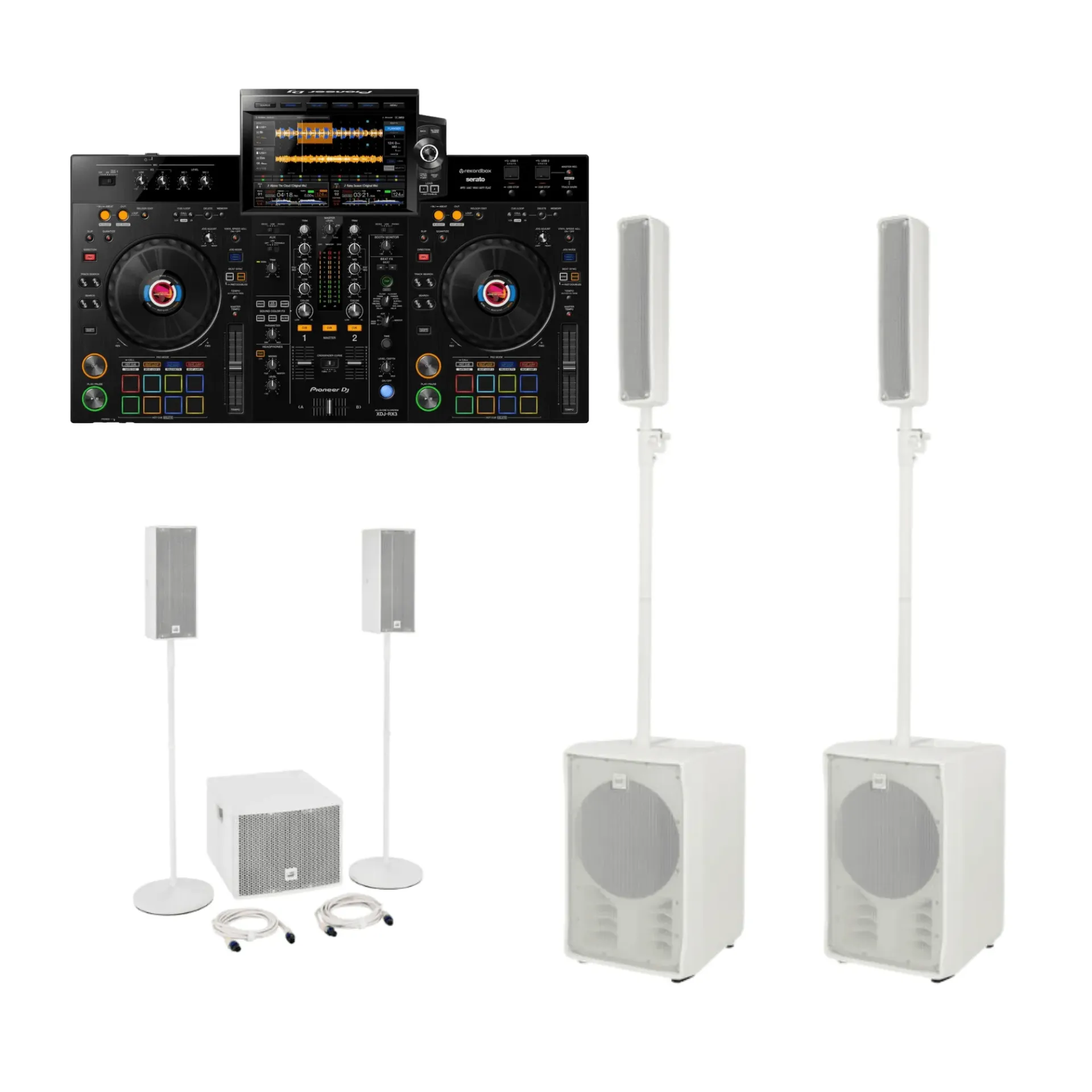 PACK BASIC - PIONEER RX3 + RCF EVOX JMIX8 White PACK + The box pro Achat Mini Bundle WH