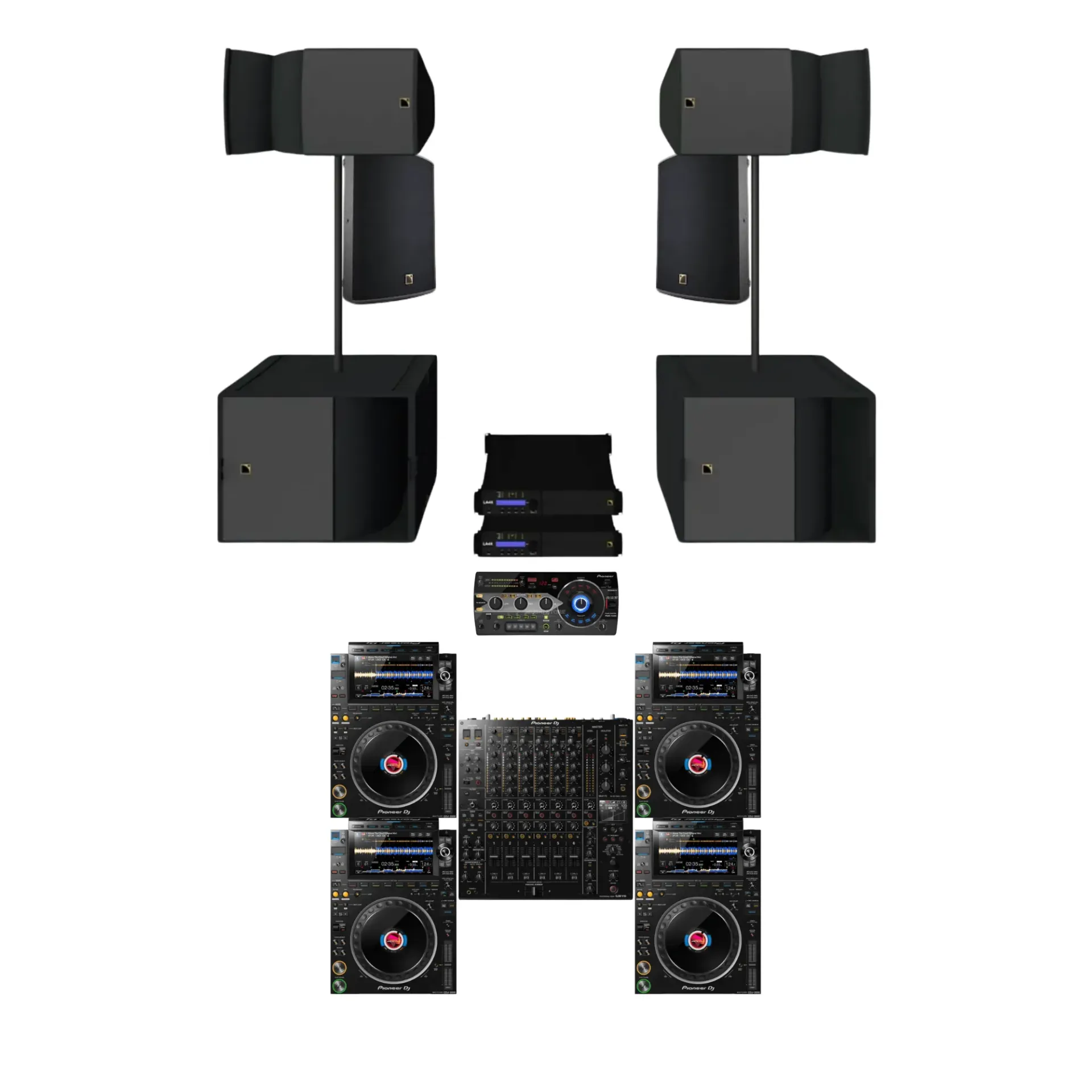 PACK COMPLETO LA 1 -  V10 + 4X CDJ3000 + RMX1000 + DJBOOT 200X100 +  2x L-ACOUSTIC A15 + 2x L-ACOUSTIC KS21 + 2x L-ACOUSTIC X15